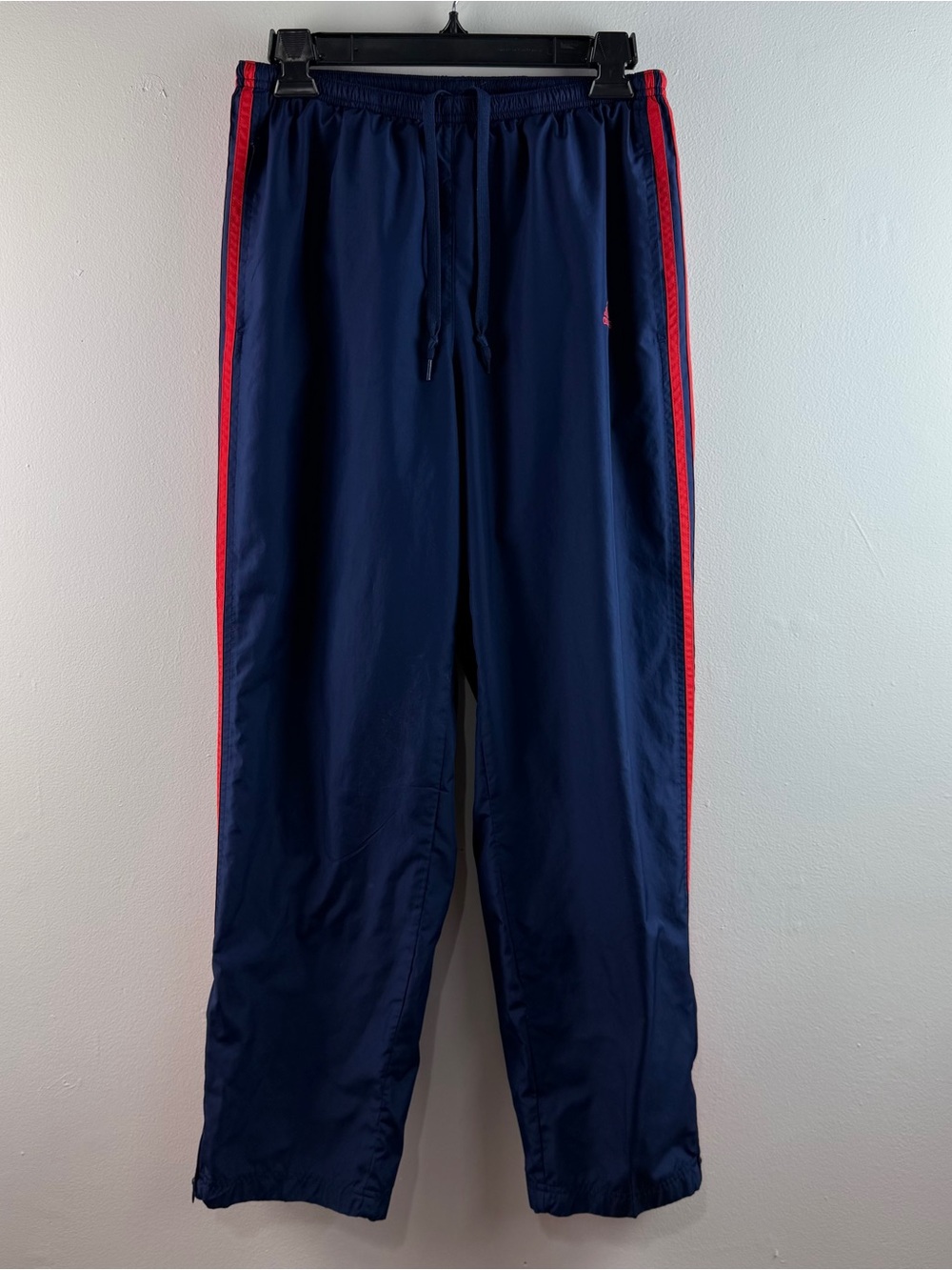 Vintage Adidas 3 Striped Windbreaker Track Pants Women’s M Navy Red Ankle Zip
